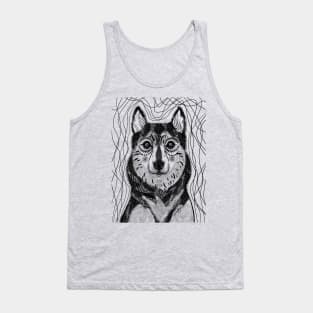 Husky Puppy on grey /ink drawing design Tank Top